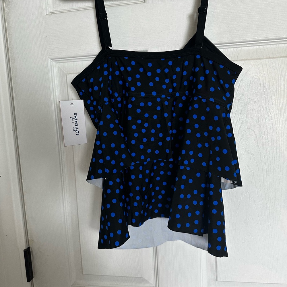 Swimsuits For All Black and Blue Tiered Camisole Top - Picture 4 of 4